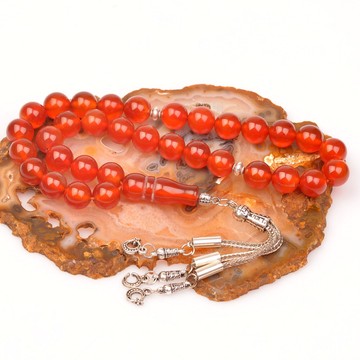 Kırmızı Akik Taşı Tesbih (10 mm) - 1