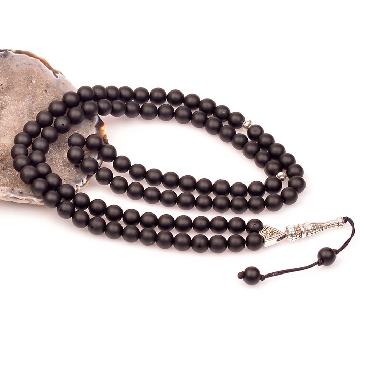 Mat Obsidyen Taşı Dua Tesbihi (8 mm) - 1