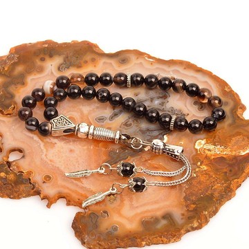 Siyah Akik Taşı Tesbih - 6 mm - 2