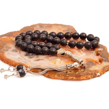 Siyah Mat Akik Taşı Tesbih - 8 mm - 2